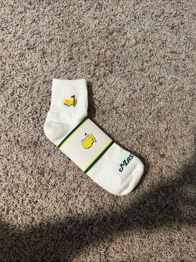 Masters White Crew Socks with Yellow Map & Green Accents